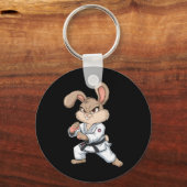 Karate Bunny Martial Arts Konijn Grappig Voor Kind Sleutelhanger (Voorkant)