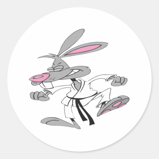 Karate-Bunny Ronde Sticker (Voorkant)