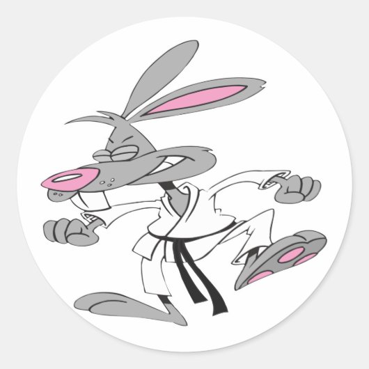 Karate-Bunny Ronde Sticker (Voorkant)