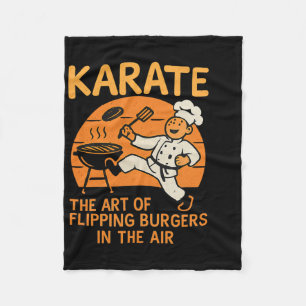 Karate Burgers Flip Koken Martial Arts Humor Des Fleece Deken