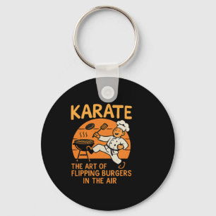 Karate Burgers Flip Koken Martial Arts Humor Des Sleutelhanger