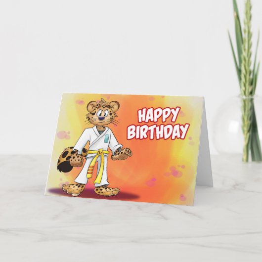 Karate cartoon Verjaardag Kaart (Voorkant)