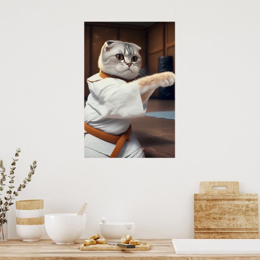 Karate Cat 90 Poster (Keuken)