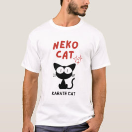 KARATE CAT BLACK CAT NEKO T-SHIRT