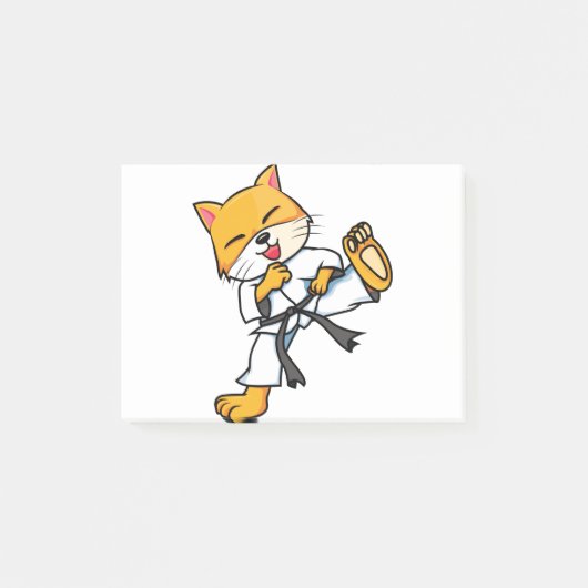 Karate Cat Cartoon Funny Post-it® Notes (Voorkant)