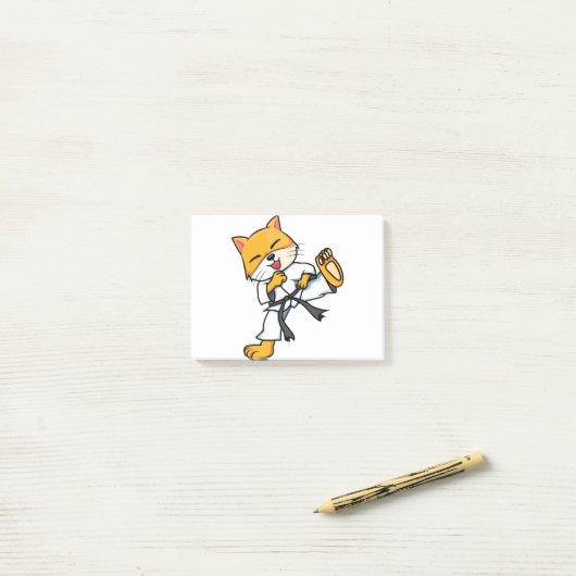 Karate Cat Cartoon Funny Post-it® Notes (Op bureau)