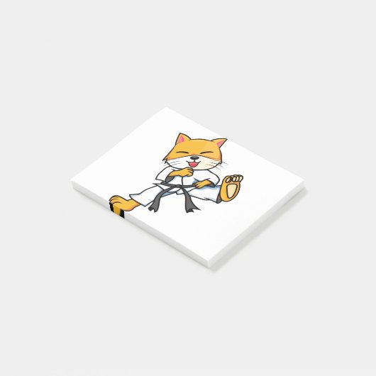 Karate Cat Cartoon Funny Post-it® Notes (Schuin)