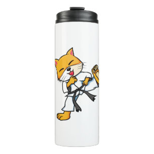 Karate Cat Cartoon Funny Thermosbeker