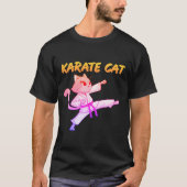 Karate Cat Cartoon T-shirt Design | dynamische gee (Voorkant)