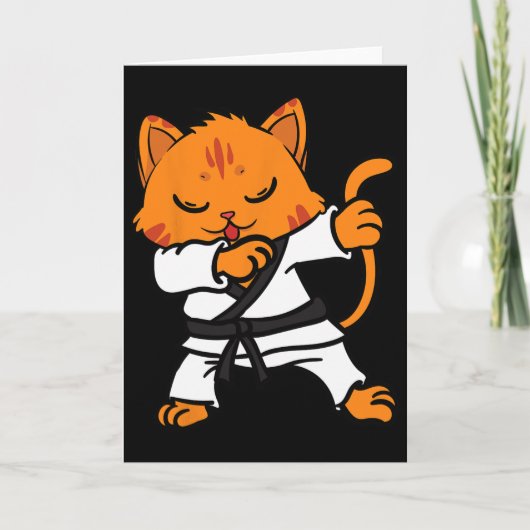 Karate Cat Dab Dance Martial Arts Dabbing Comt Spo Kaart (Voorkant)