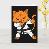 Karate Cat Dab Dance Martial Arts Dabbing Comt Spo Kaart (Gele Bloem)
