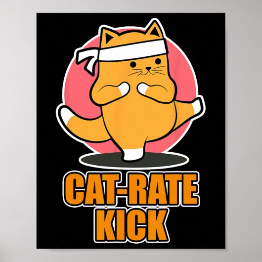 Karate Cat Design voor sportfans - Cat-rate Kick Poster (Voorkant)