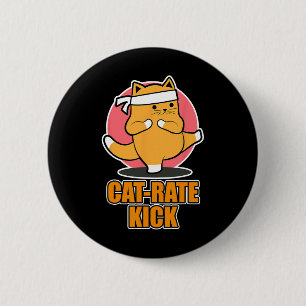 Karate Cat Design voor sportfans - Cat-rate Kick Ronde Button 5,7 Cm