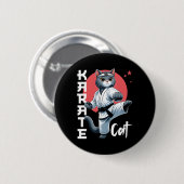Karate Cat Gi Black Belt Martial Arts Kick Feline Ronde Button 5,7 Cm (Voorkant /achterkant)