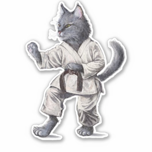 Karate Cat Sticker (Voorkant)