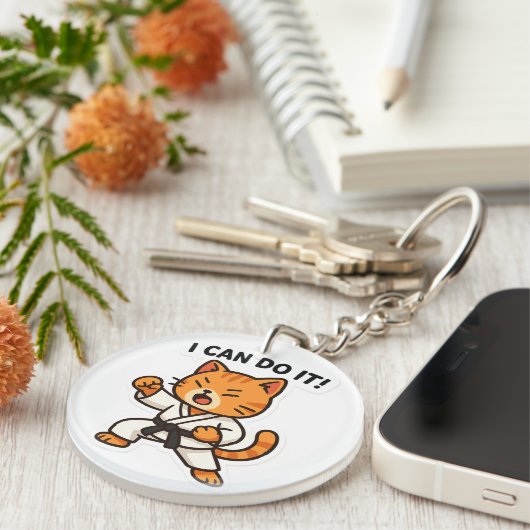 Karate Cat Sticker Sleutelhanger (Voorkant Rechts)