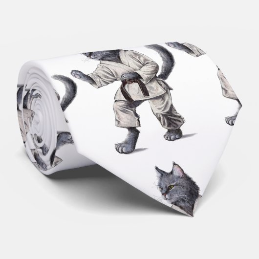 Karate Cat Stropdas (Opgerold)