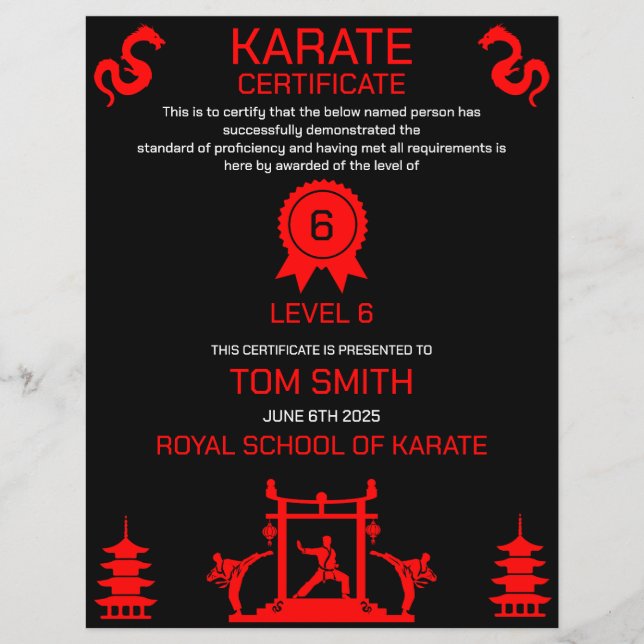 Karate Certificaat Award (Voorkant)