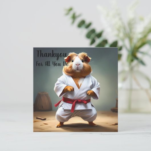 **"Karate Champion: The Fearless Guinea Pig"** Bedankkaart (Staand voorkant)