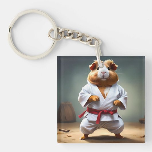 **"Karate Champion: The Fearless Guinea Pig"** Sleutelhanger (voorkant)