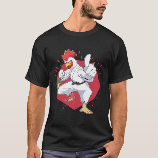 Karate Chick Chop Fighting Grappige Cluck Master T-shirt (Voorkant)