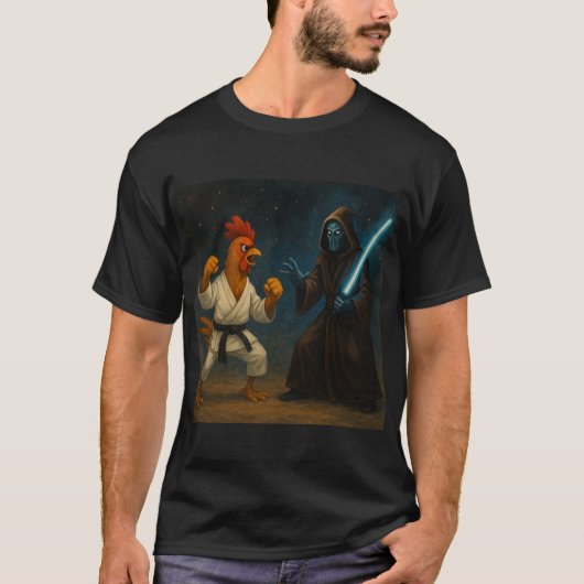 Karate Chicken VS Alien Knight T-shirt (Voorkant)