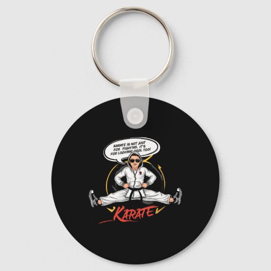 Karate Cool Grappige Martial Arts Cartoon Kunst Sleutelhanger (Voorkant)
