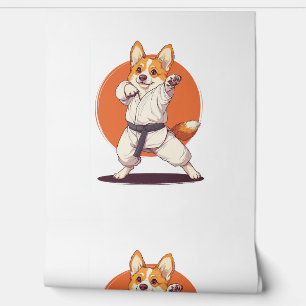 Karate Corgi - Hond voor vechtsporten Behang