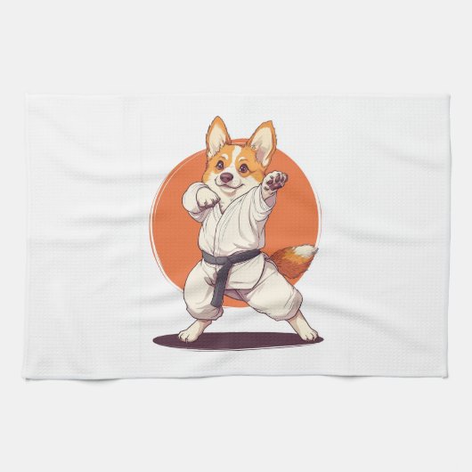 Karate Corgi � Martial Arts Dog Theedoek (Horizontaal)