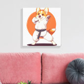 Karate Corgi � Vechtkunst Hond Canvas Afdruk (Insitu (Woonkamer))