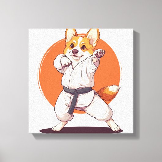 Karate Corgi � Vechtkunst Hond Canvas Afdruk (Voorkant)