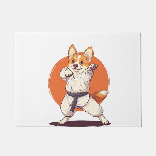 Karate Corgi � Vechtkunst Hond Deurmat (Voorkant)