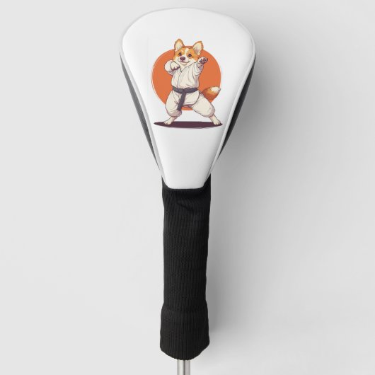 Karate Corgi � Vechtkunst Hond Golfheadcover (Voorkant)