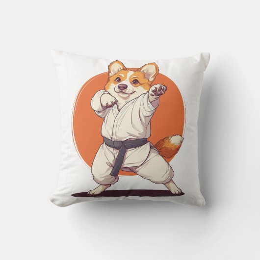 Karate Corgi � Vechtkunst Hond Kussen (Voorkant)