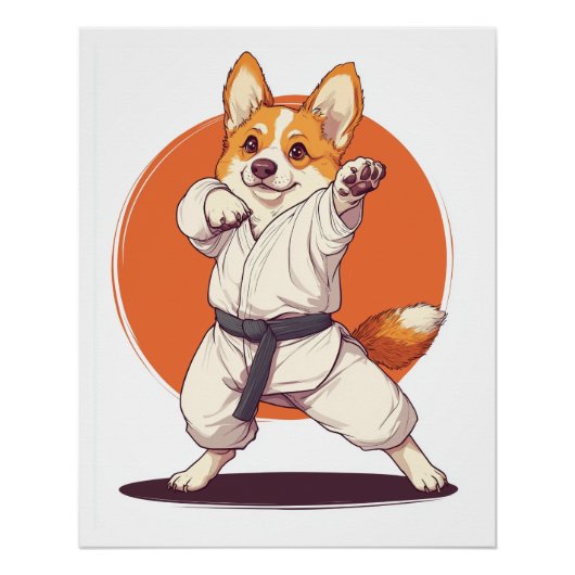 Karate Corgi � Vechtkunst Hond Perfect Poster (Voorkant)