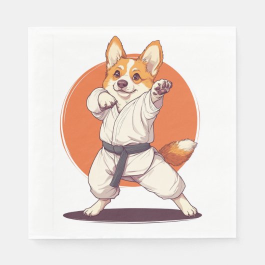 Karate Corgi � Vechtkunst Hond Servet (Voorkant)