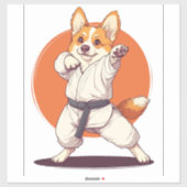 Karate Corgi � Vechtkunst Hond Sticker (Vel)