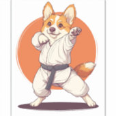 Karate Corgi � Vechtkunst Hond Sticker (Voorkant)
