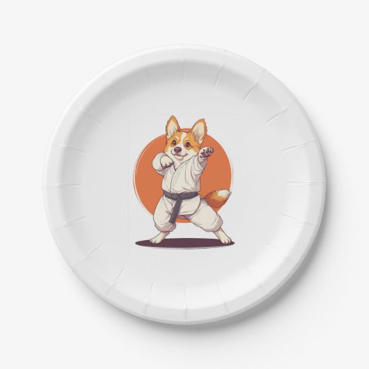 Karate Corgi � vechtkunsten hond Papieren Bordje (Voorkant)