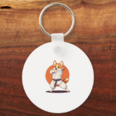 Karate Corgi � vechtkunsten hond Sleutelhanger (Voorkant)