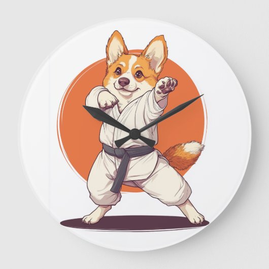 Karate Corgi � Vechtsport Hond Grote Klok (Voorkant)