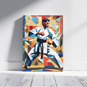 Karate Cubisme Canvasprint Canvas Afdruk