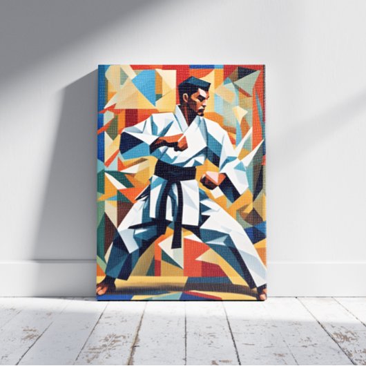 Karate Cubisme Canvasprint Canvas Afdruk