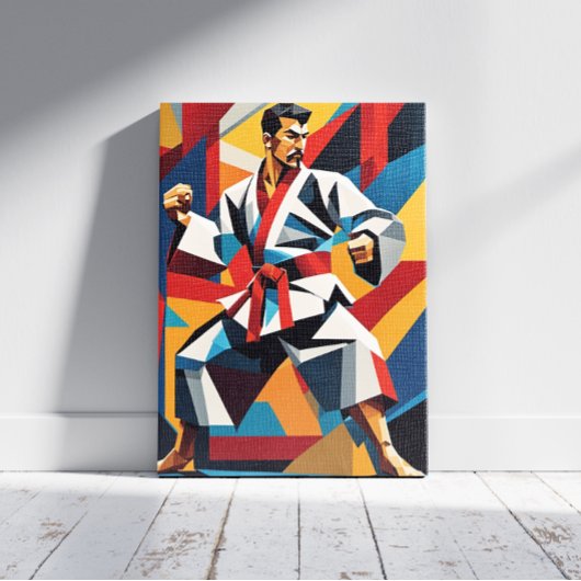 Karate Cubisme Canvasprint Canvas Afdruk
