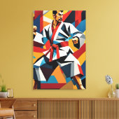 Karate Cubisme Canvasprint Canvas Afdruk (Insitu (Woonkamer))