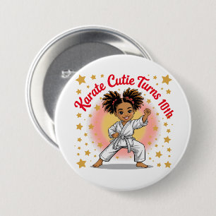 Karate Cutie Verjaardag Meisje Viering Martial Art Ronde Button 7,6 Cm