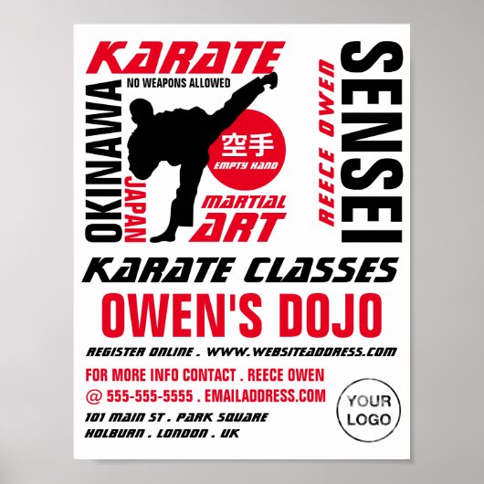 Karate Design, Karate Class Adverteren Poster (Voorkant)
