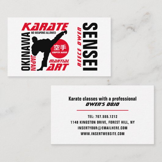 Karate Design, Sensei Visitekaartje (Voorkant / Achterkant)