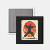 Karate Distressed Silhouette Japanese Mart Magneet (Voorkant / Achterkant)