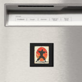 Karate Distressed Silhouette Japanese Mart Magneet (Insitu (Vaatwasser))